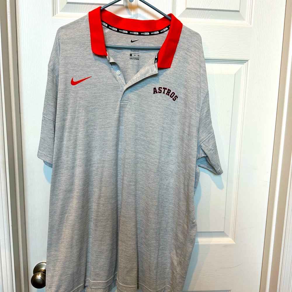Like new Houston Astros Nike polo - gray, with orange collar